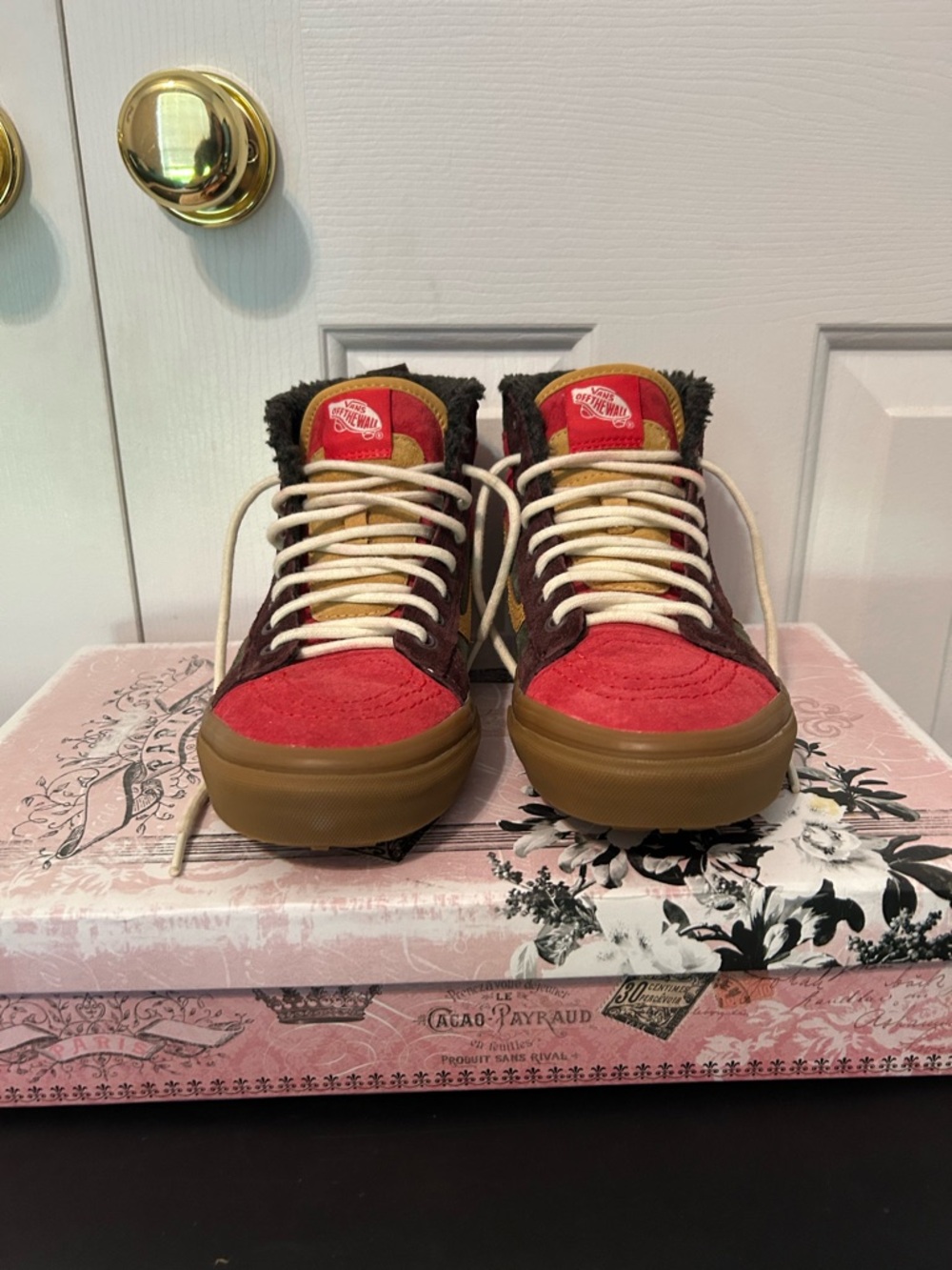 Vans High-Top Sneakers - Red, Brown, Yellow